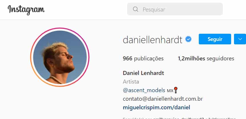 Daniel Lenhardt instagram com 1,2mi de seguidores