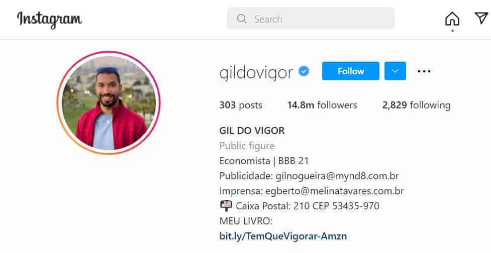 Gilberto (Gil do Vigor) instagram