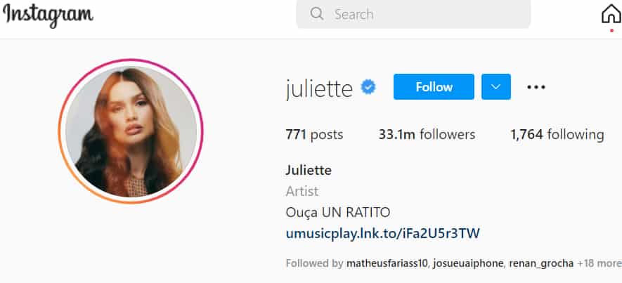 Juliette instagram tem 33m de seguidores