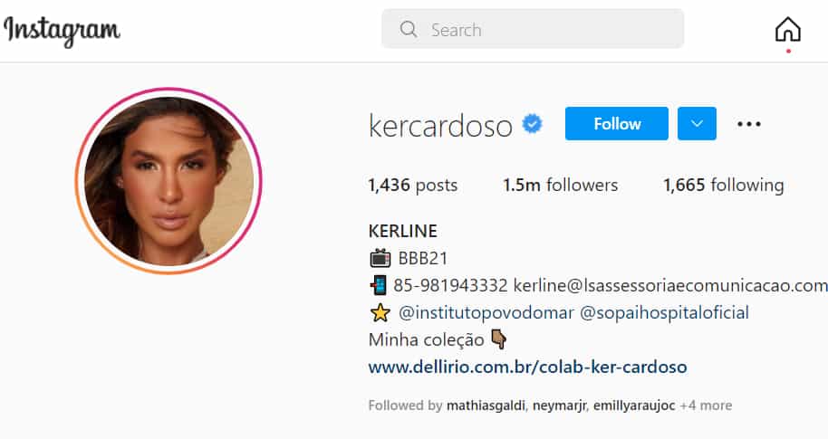 Kerline Cardoso instagram