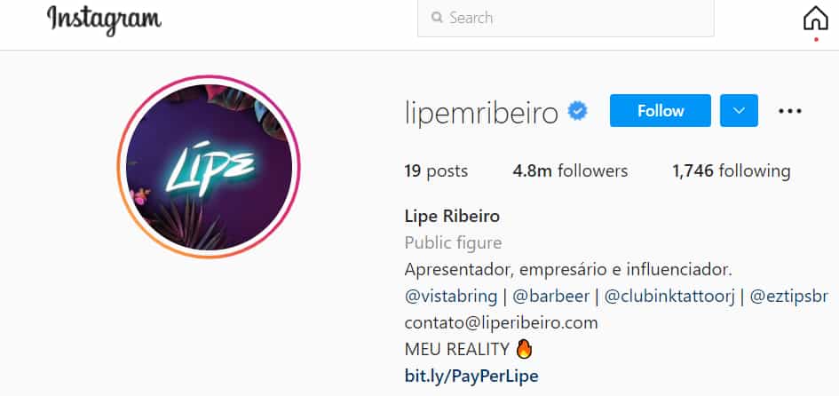 Lipe Ribeiro instagram
