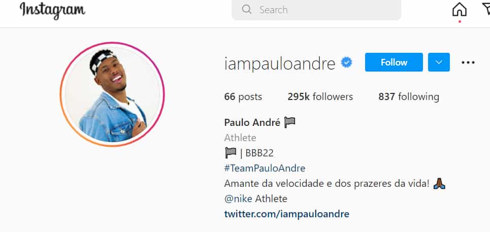 Paulo André instagram tem centenas de milhares de seguidores
