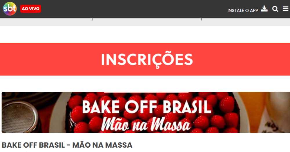 inscrição para Bake Off Brasil