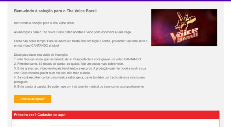 Inscrições para The Voice Brasil